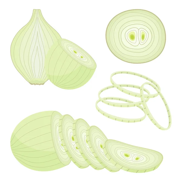 Peeled Onion Isolated White Half Slice Onion Rings Vector Icon — Stock Photo, Image