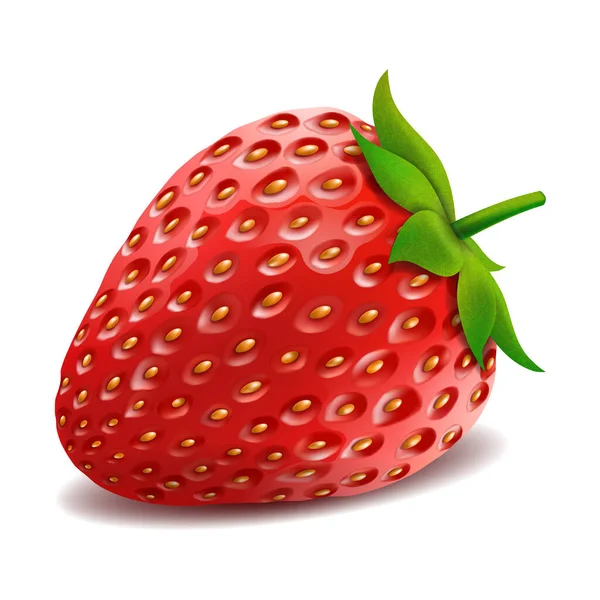 One Whole Strawberry Fresh Red Ripe Mellow Berry White Background —  Fotos de Stock