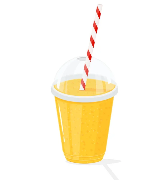 Plastic Transparent Cups Smoothie Striped Pipe Fresh Lemonade Orange Juice — Fotografia de Stock