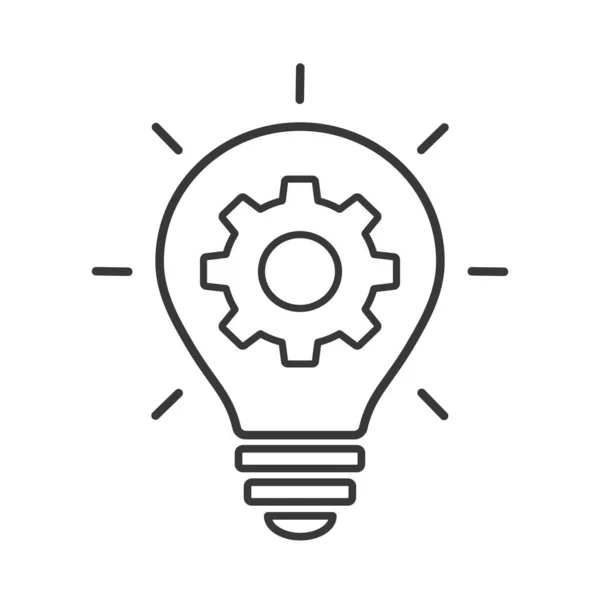 Light bulb with cog or gear sign. Idea outline icon. Innovation icon in flat style. Idea business concept. Vector outline icon