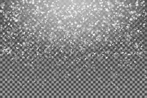 Снігопад Багато Снігу Прозорому Тлі Різдвяний Зимовий Фон Сніжинки Падають — стокове фото