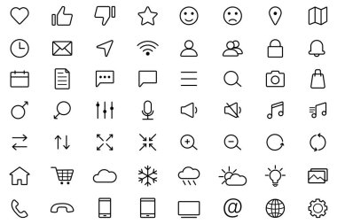 Web linear icons. Set of universal icons for web and mobile
