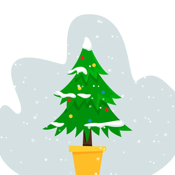 Christmas Tree Covered Snow Vector Illustration Festive Seasonal Festive Cute — Stockfoto