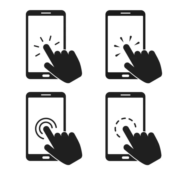 Ręczny Ekran Dotykowy Ikona Smartfona Ekran Smartfona Pstrykającym Palcem Kursor — Zdjęcie stockowe
