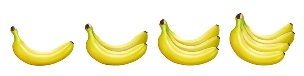 Banana Set Banana Bunch Bananas Isolated White Background Vector Realistic — Foto Stock