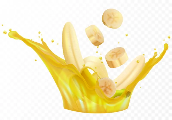 Banana Fresh Juice Realistic Illustration Fruit Vector Isolated White Background — ストック写真