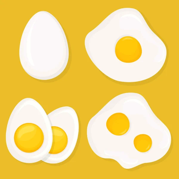Set Differently Cooked Eggs Whole Egg Raw Fried Egg Hard — Fotografia de Stock