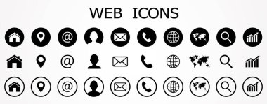Web icon set. Contact us icons, set of website icons, vector. Communication symbol.