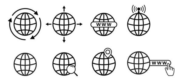 Set Www Icons Globe Vector Website Icons Internet Icon Icon — ストック写真