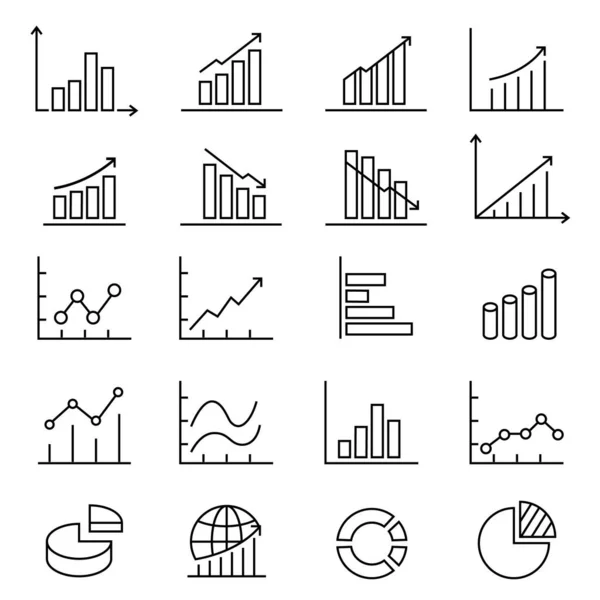 Graphs Charts Thin Line Icons Set Data Elements Bar Pie — Φωτογραφία Αρχείου