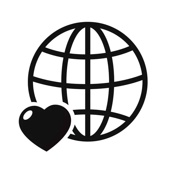 Heart Globe Icon Vector Illustration Flat Design Style Vector Heart — Φωτογραφία Αρχείου