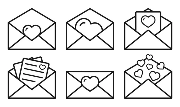Love Letter Icon Set Illustration Love Letter Vector Outline Icons — Φωτογραφία Αρχείου