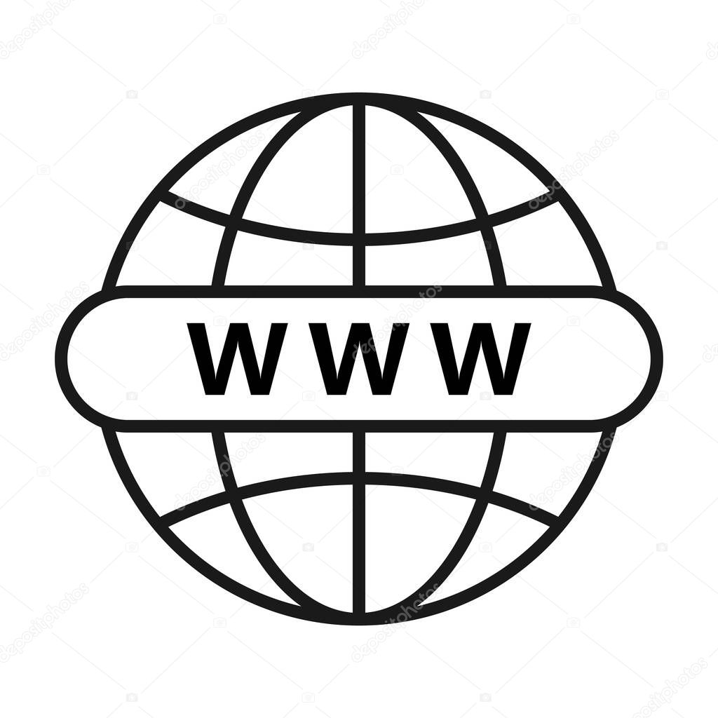 Web icon. Www globe icon. Website or internet flat vector icons for apps and websites. Go to web symbol. Vector icon, Isolated on white background