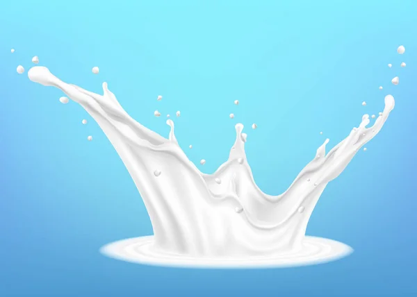 Milk Splashes Isolated Blue Background Illustration Milk Pouring Splashes Blue — Foto de Stock