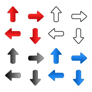 Bir çift ok. Beyaz arkaplanda izole edilmiş çok renkli ok işaretleri