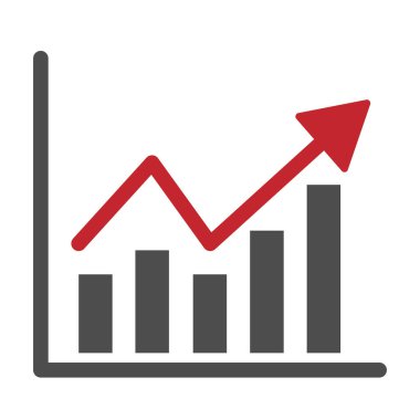 Growing bar graph clipart icon vector isolated on white background