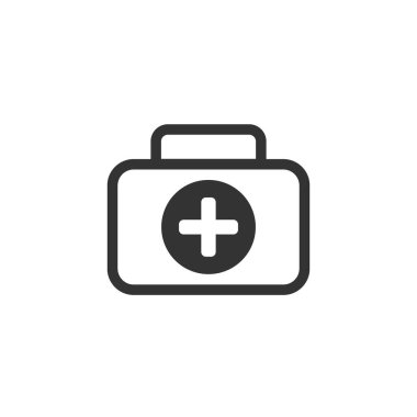 İlk yardım kiti simgesi, vektör işareti beyaz arkaplanda izole edildi