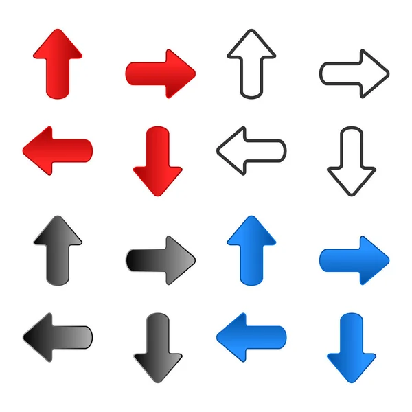Набір Стрілок Векторні Різнокольорові Знаки Стрілок Ізольовані Білому Тлі — стокове фото