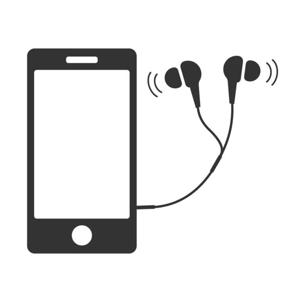 Mobile Phone Headphones Vector Isolated White Background — Zdjęcie stockowe