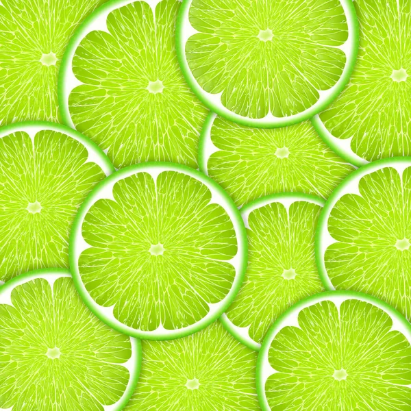 Background Fresh Green Lime Slices Seamless Pattern Your Design Realistic — Stockvector