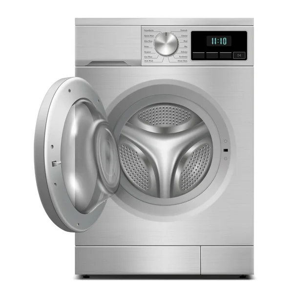 Washing Machine Mockup Isolated White Background Modern Realistic Vector Washing — Stockvektor