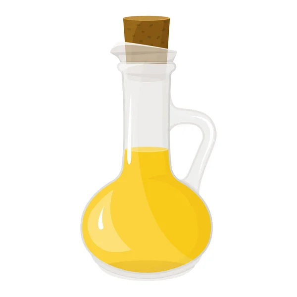 Oil Glass Bottle Isolated White Vector Illustration Flat Style Natural — Archivo Imágenes Vectoriales