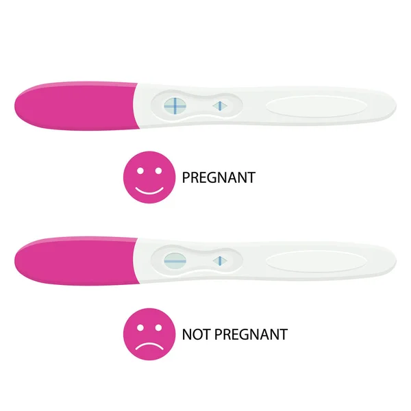 Pregnancy Plastic Test Isolated White Background Positive Negative Vector Flat —  Vetores de Stock