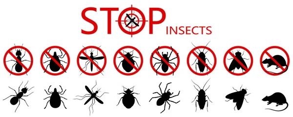 Pest Control Ban Prohibition Parasitic Insects Stop Warning Forbidden Bug — Wektor stockowy