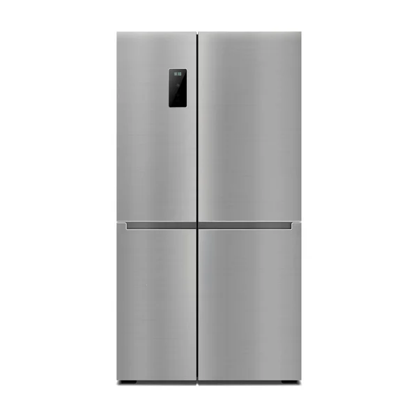 Vector Realistic Mock Gray Two Chambered Refrigerator Isolated White Background — 스톡 벡터