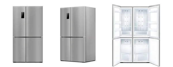 이중문 냉장고 현대식 냉장고는 저장용으로 쿨러가 일러스트 — 스톡 벡터