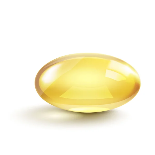 Vector Real Fish Oil Capsule Transparency Effect Shadow Realistic Shiny — Stockvektor