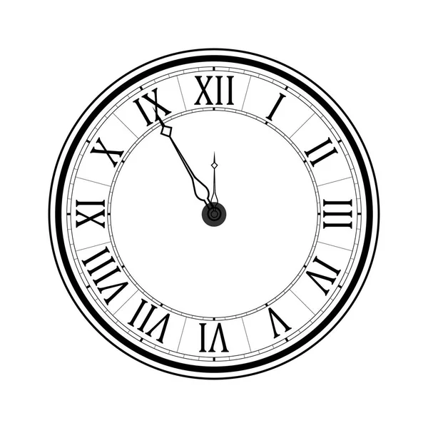 Antigua Esfera Reloj Blanco Negro Con Números Romanos Agujas Desplazamiento — Vector de stock