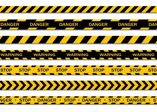 Ein Satz Warnbänder Isoliert Auf Weißem Hintergrund Warnband Gefahrenband Warnband — Stockvektor