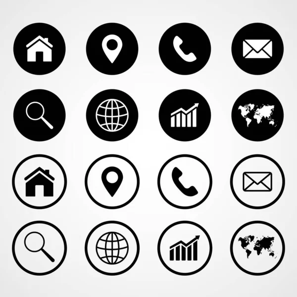 Web Icon Set Contact Icons Set Website Icons Vector Communication — Διανυσματικό Αρχείο
