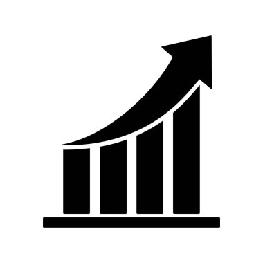 Grafik veya diyagram simgesi, büyüyen grafik, simge, beyaz arkaplanda izole edilmiş ok grafiği, düz tasarım vektör çizimi.