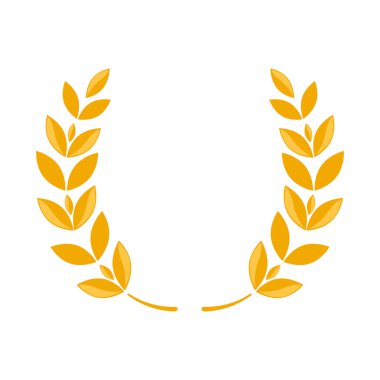 Gold laurel wreath - a symbol of the winner. Wheat ears icon. Grain wreath, Isolated vector