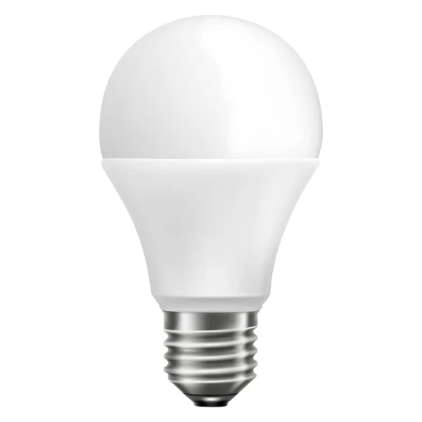 Led Leuchtdiode Energiesparlampe Sparsame Glühbirne Isoliert Auf Weißem Hintergrund Vektor — Stockvektor