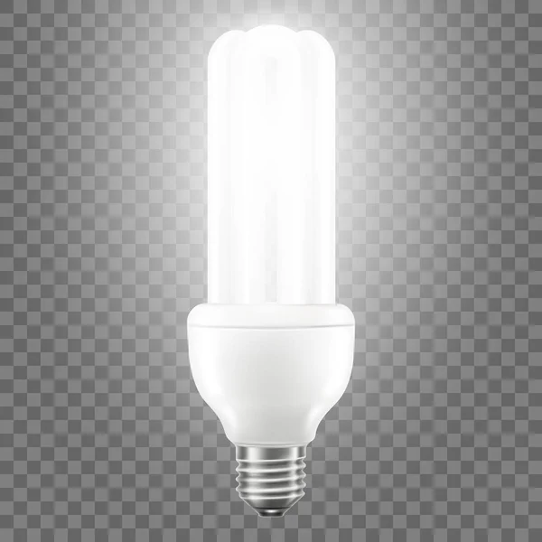 Glowing Led Bulb Isolated Transparent Background Vector Realistic Illustration — Stockvektor