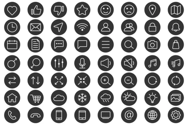 Web Linear Icons Set Universal Icons Web Mobile — Stock Vector