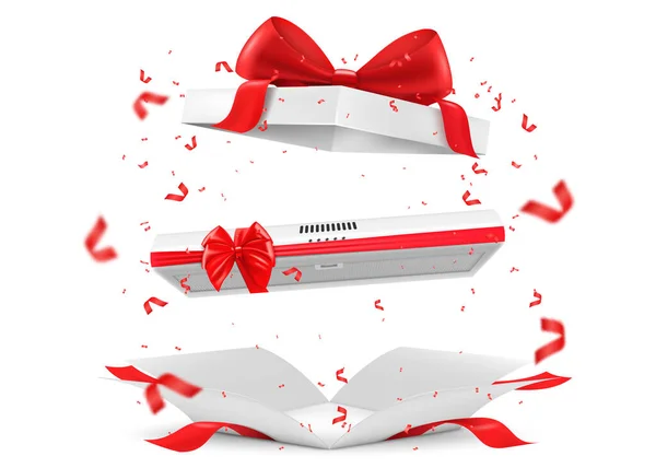 Kitchen Hood Red Ribbon Bow Open Gift Box Gift Concept — 图库矢量图片