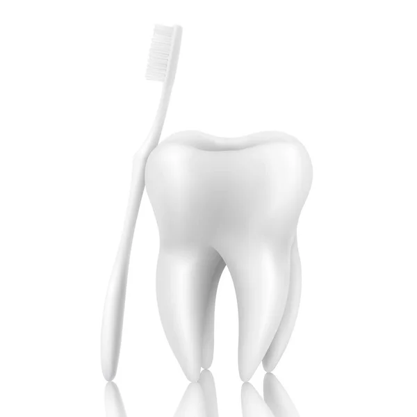 Vector Realistische Tandenborstel Tandenhechting Geïsoleerd Witte Achtergrond Medische Tandarts Illustratie — Stockvector
