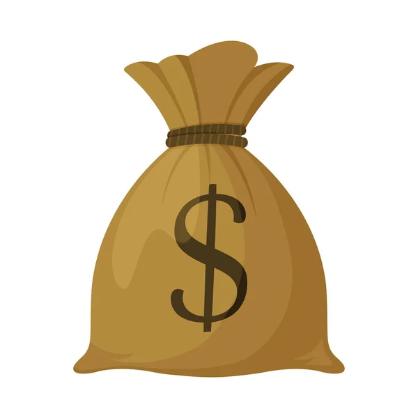 Money Bag Icon Dollar Money Bag Isolated White Background Flat — Stock vektor