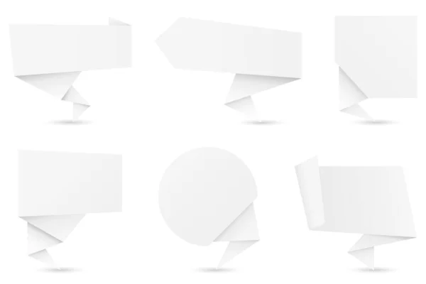 Абстрактный Глянцевый Белый Пузырь Речи Оригами Набор Белых Бумажных Пузырей — стоковый вектор