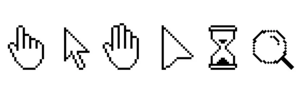 Pixel Cursors Icons Mouse Cursor Hand Pointer Hourglass Vector Illustration — Διανυσματικό Αρχείο