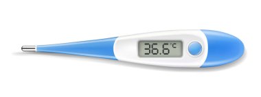 Medical thermometers for determining the temperature of the human body. Mercury and electronic thermometers. Vector 3D realistic illustration.