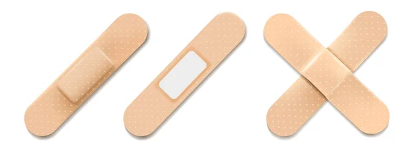 Adhesive Bandage Elastic Medical Plasters Vector Set Illustration Medical Plaster — Stock Vector
