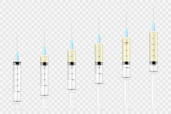 Set Medical Syringes Injection Syringe Empty Filled Liquid Set Disposable — 图库矢量图片