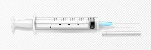 Realistic Medical Disposable Syringe Needle Applicable Vaccine Injection Vaccination Illustration —  Vetores de Stock