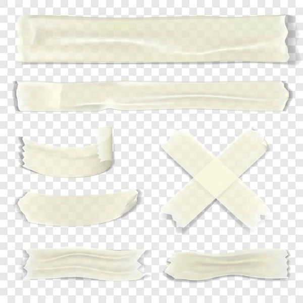 Close Pieces Adhesive Tape Transparent Background Realistic Vector Illustration — Stock Vector