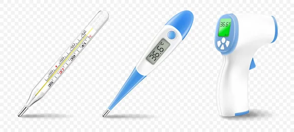 Medical Thermometers Determining Temperature Human Body Mercury Electronic Thermometers Vector —  Vetores de Stock